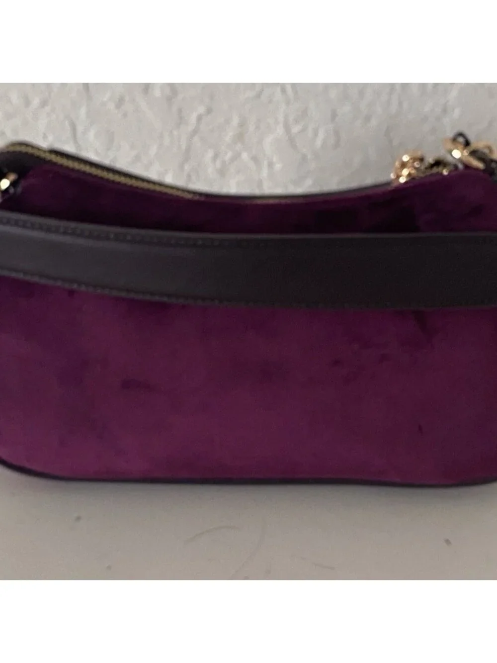 Juicy Couture Juicy Renaissance Shoulder Bag Pickled Beet W/Charm Crown Velvet